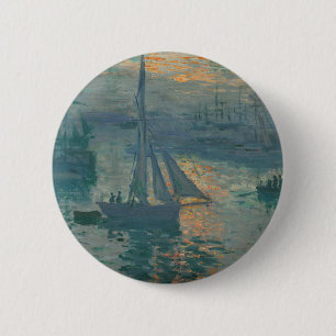 Macaron Rond 5 Cm Claude Monet Lever de soleil Marine Voilier Impres
