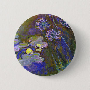 Macaron Rond 5 Cm Claude Monet Water Lilies Agapanthus