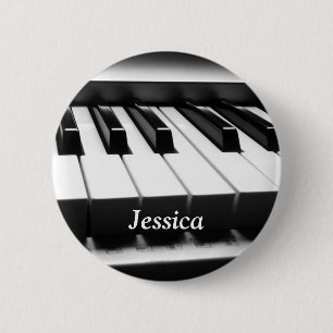 Macaron Rond 5 Cm Clavier Classique Noir et Blanc