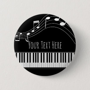 Macaron Rond 5 Cm Clavier de piano et notes musicales