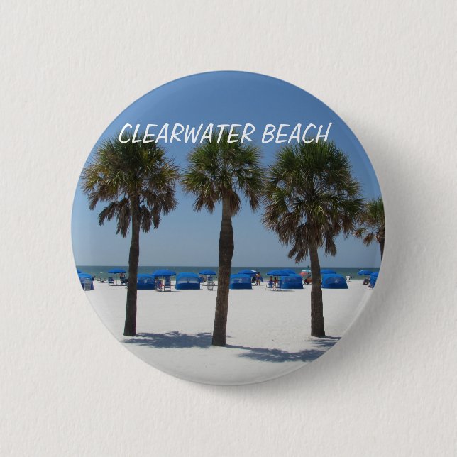 Macaron Rond 5 Cm Clearwater Beach, Florida Button (Devant)
