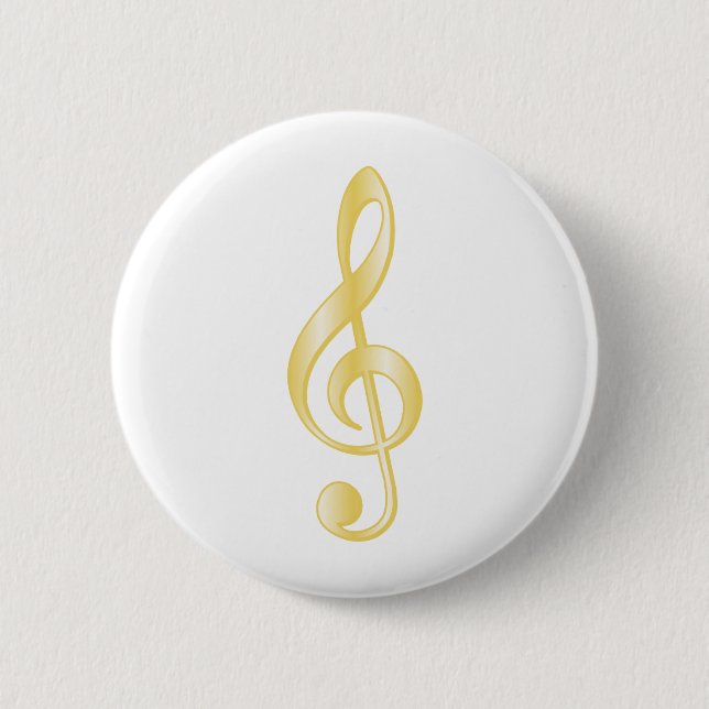 Macaron Rond 5 Cm Clef triple de "or" (Devant)