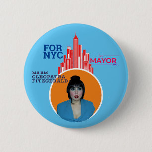 Macaron Rond 5 Cm Cleopatra Fitzgerald pour le maire de New York 202