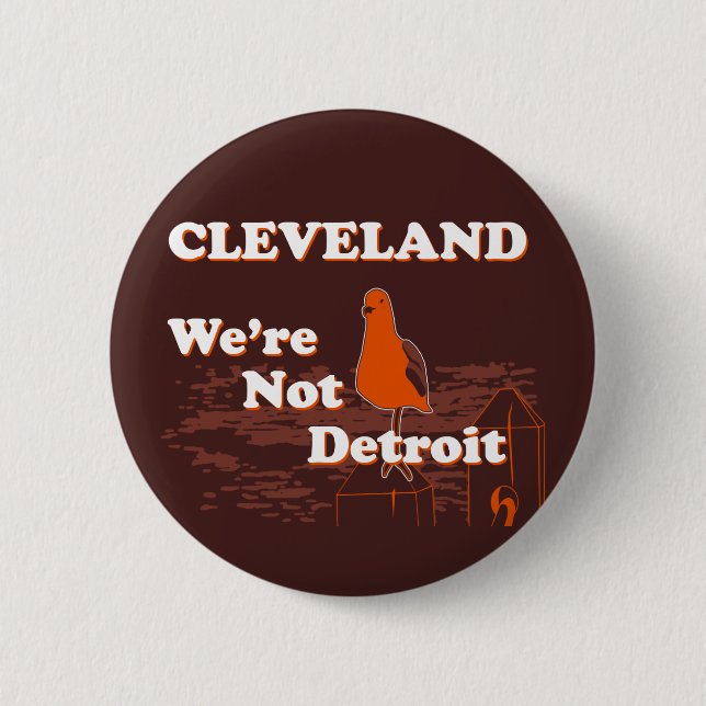 Macaron Rond 5 Cm CLEVELAND : On n'est pas Detroit bouton (marron) (Devant)