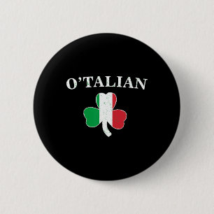Macaron Rond 5 Cm Clic O'talian Trèfle et drapeau italien irlandais