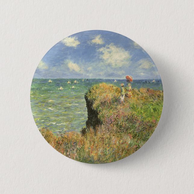 Macaron Rond 5 Cm Cliff Walk à Pourville par Claude Monet (Devant)