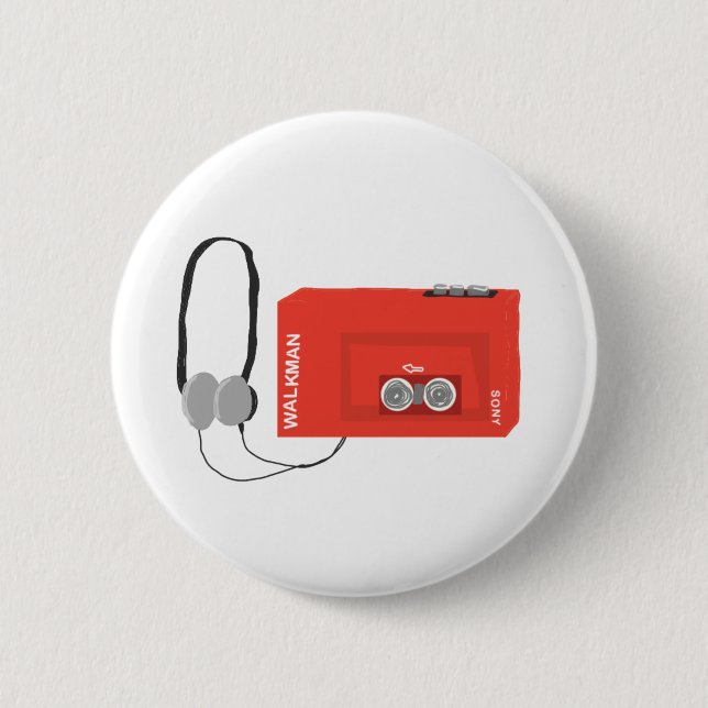 Macaron Rond 5 Cm Clin de Sony walkman rétro 80's nostalgie (Devant)