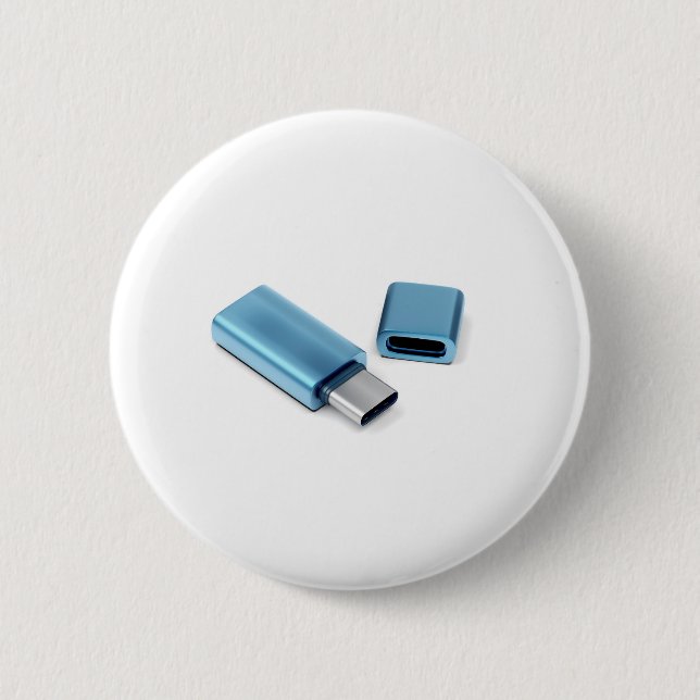 Macaron Rond 5 Cm Clin flash USB bleu-c (Devant)