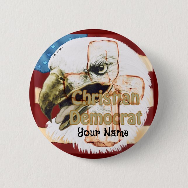 Macaron Rond 5 Cm Clin ronde démocrate-chrétien (Devant)