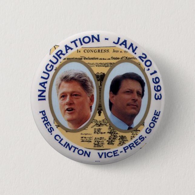 Macaron Rond 5 Cm Clinton-Gore de 'jugate 93 inaugurations - bouton (Devant)