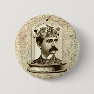 Macaron Rond 5 Cm Clocage Cerveau STEAMPUNK vintage