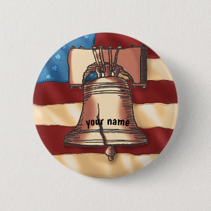 Macaron Rond 5 Cm Cloche de la Liberté bouton