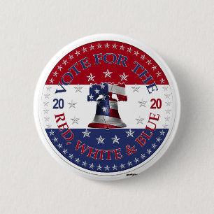 Macaron Rond 5 Cm Cloche de la Liberté rouge, blanche et bleue pour