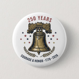 Macaron Rond 5 Cm Cloche de la liberté USA Liberté 250 Ans Courage H