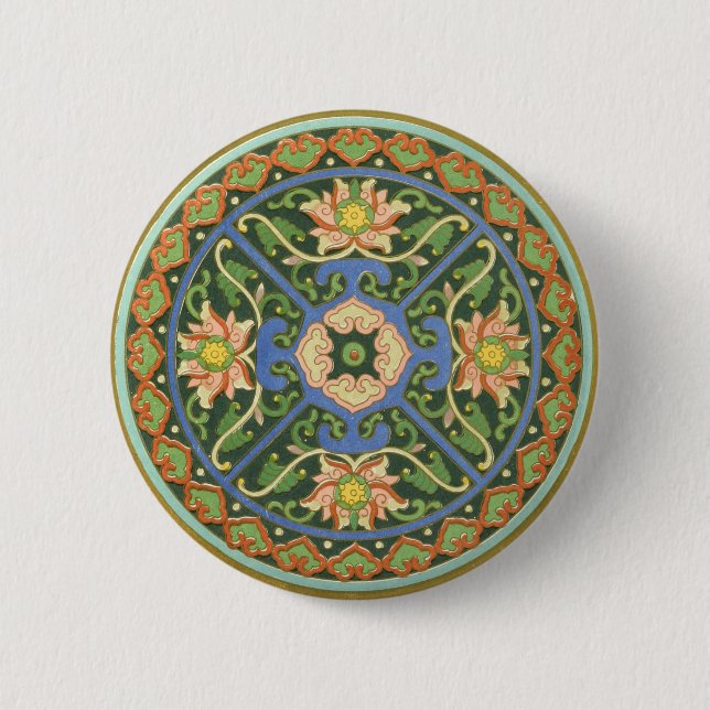 Macaron Rond 5 Cm Cloisonne Chine Patter Asiatique Oriental (Devant)