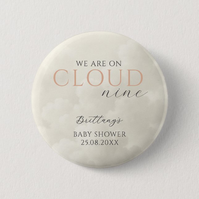 Macaron Rond 5 Cm Cloud Neuf nuages blancs Baby shower (Devant)