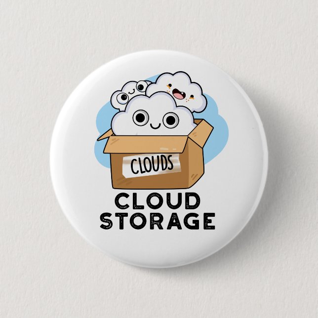 Macaron Rond 5 Cm Cloud Storage Funny Weather Technology Pun (Devant)