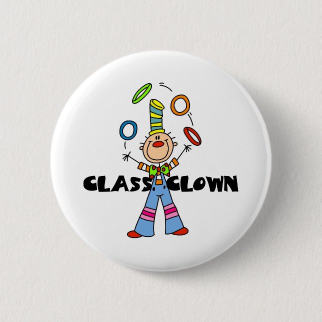 Macaron Rond 5 Cm Clown de classe (Devant)