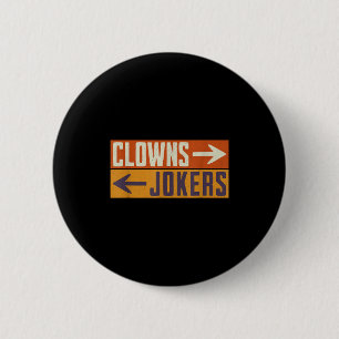 Macaron Rond 5 Cm Clowns à droite les jokers à gauche drôle rétro