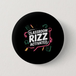Macaron Rond 5 Cm Clroom Rizz Activé, Gen Z Alpha, Retour à l'école