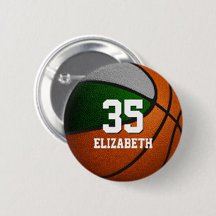 Macaron Rond 5 Cm club de basket gris vert couleurs de l'équipe de l