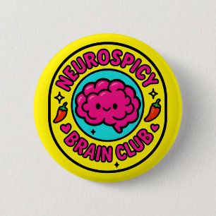 Macaron Rond 5 Cm Club de Cerveau Neuroépicé Inclusif Neurodivergent