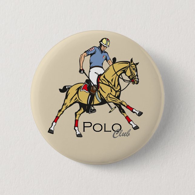 Macaron Rond 5 Cm club de polo équestre (Devant)