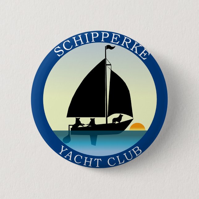 Macaron Rond 5 Cm Club de yacht de Schipperke (Devant)