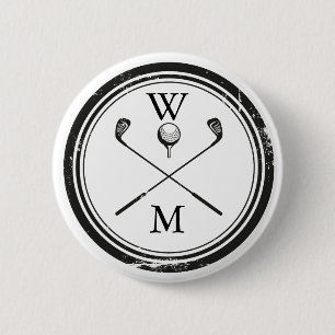 Macaron Rond 5 Cm Clubs de golf à monogramme personnalisé