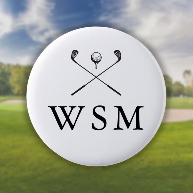 Macaron Rond 5 Cm Clubs de golf Monogram personnalisés (Créateur téléchargé)