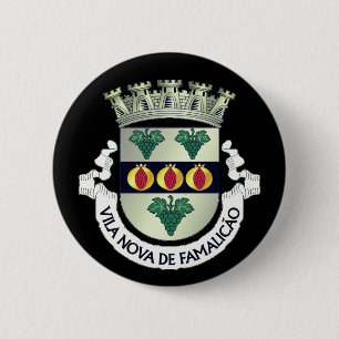 Macaron Rond 5 Cm Coat of Arms of Vila Nova de Famalicão, PORTUGAL