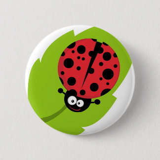 Macaron Rond 5 Cm Coccinelle adorable sur une feuille