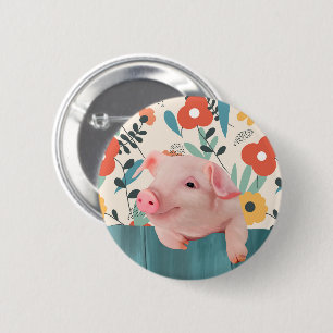 Macaron Rond 5 Cm Cochon de bébé convivial   Bébé mignon animal