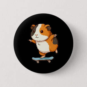 Macaron Rond 5 Cm Cochon d'Inde drôle de patineur skateboard balleri