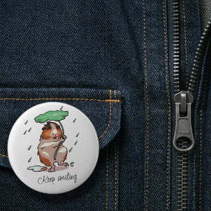 Macaron Rond 5 Cm Cochon d'Inde heureux qui garde le sourire en prof