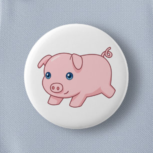 Macaron Rond 5 Cm Cochon Porcelet Mignon en Course
