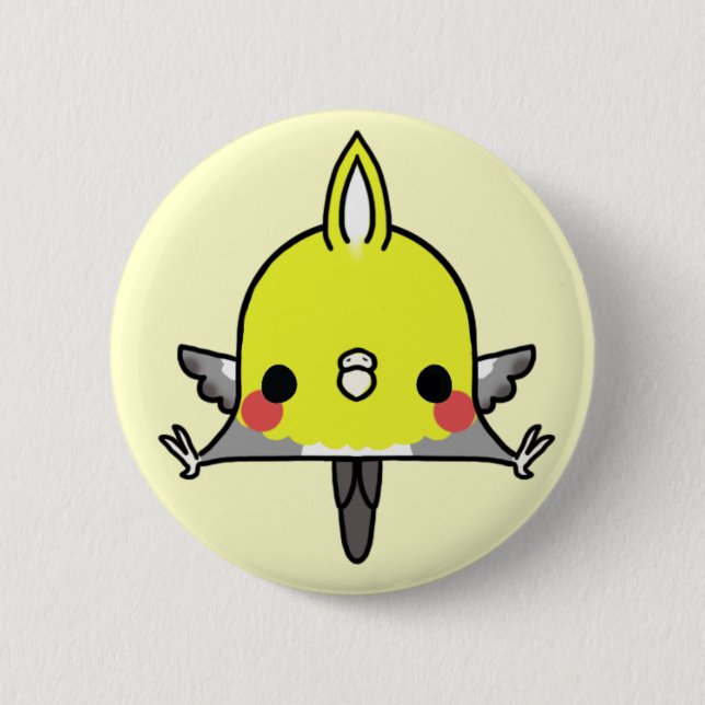 Macaron Rond 5 Cm Cockatiel de Kawaii (vous changez l'arrière - plan (Devant)