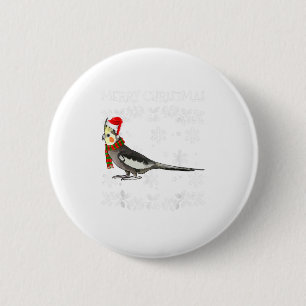 Macaron Rond 5 Cm Cockatiel d'ornithologie de Noël