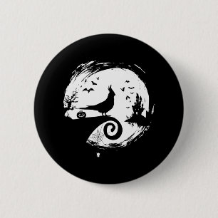 Macaron Rond 5 Cm Cockatiel Halloween Costume Lune Silhouette Déplai