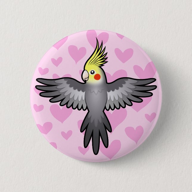 Macaron Rond 5 Cm Cockatiel Love (Devant)