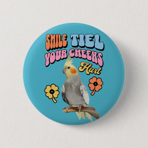 Macaron Rond 5 Cm Cockatiel Parrot gai