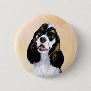 Macaron Rond 5 Cm Cocker Spaniel (Parti) Painting - Original Dog Art