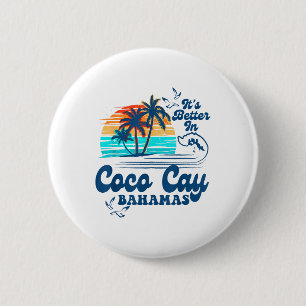 Macaron Rond 5 Cm Coco Cay Bahamas Beach Vacances d'été Vintage 80s