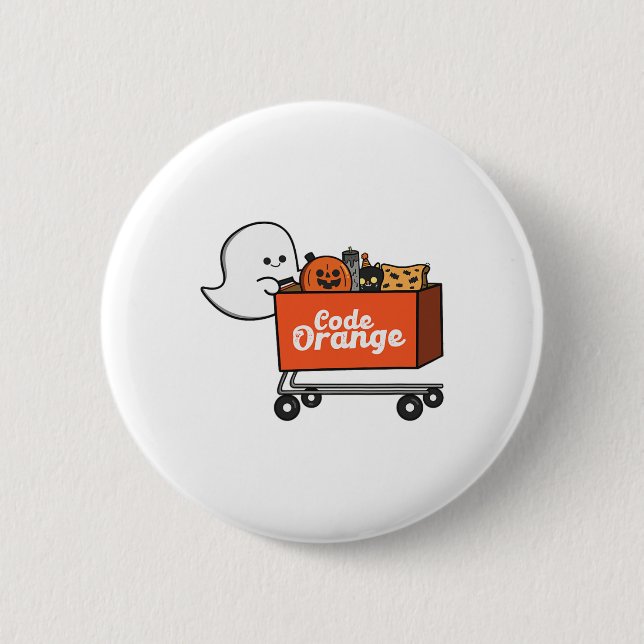 Macaron Rond 5 Cm Code Orange Cute Ghost Shalloween Ghost Mo (Devant)