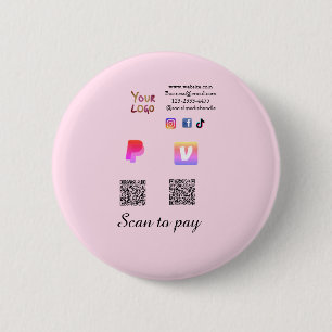 Macaron Rond 5 Cm code Q R PayPal venmo scan pay ajouter médias soci