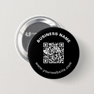 Macaron Rond 5 Cm Code QR avec nom d'entreprise Texte circulaire gra