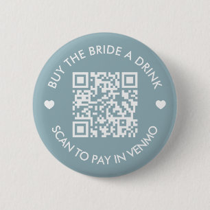 Macaron Rond 5 Cm Code QR Blue Buy The Bride A Drink