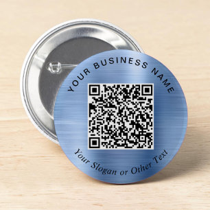 Macaron Rond 5 Cm Code QR de l'épingle bleue de l'entreprise promoti