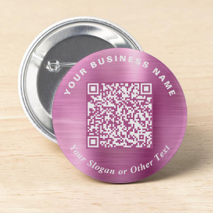 Macaron Rond 5 Cm Code QR de l'épingle rose pour entreprise promotio