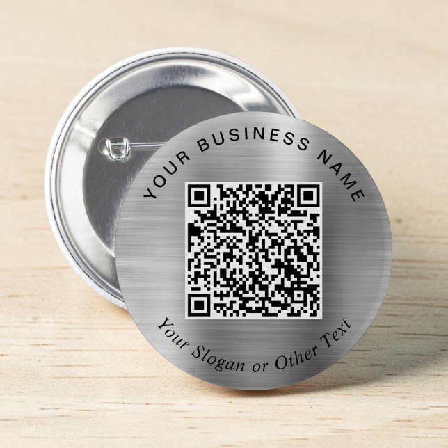 Macaron Rond 5 Cm Code QR de pin argent pour entreprise promotionnel (Promotional Business QR Code Silver Pin)